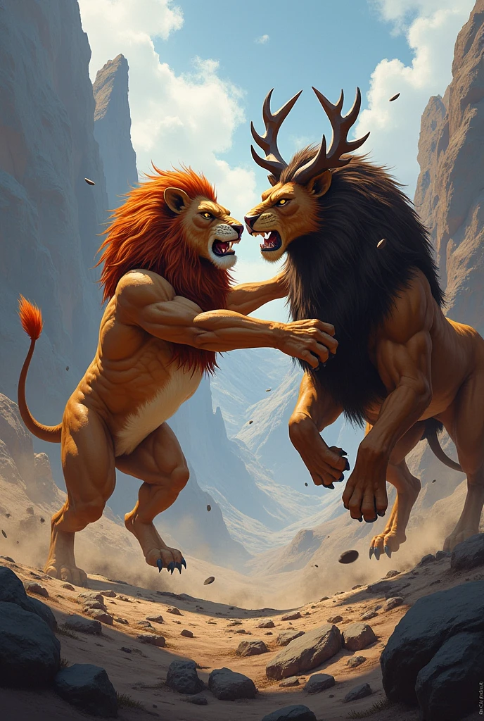 Lion attack Elk