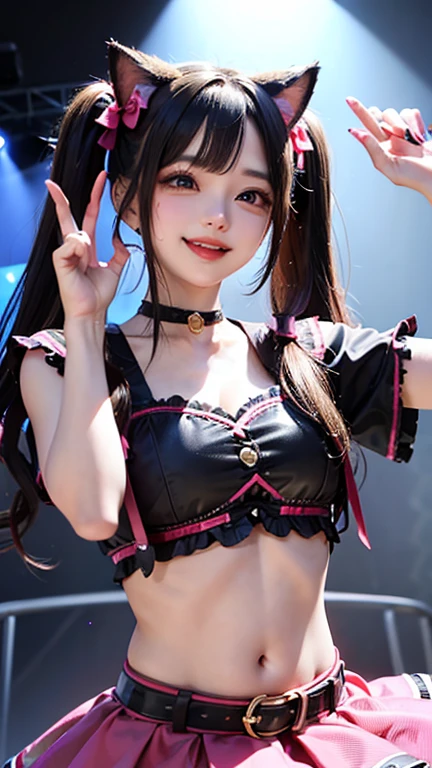 masterpiece, best quality, amazing, beautiful detailed eyes, a character portrait, cute face, smile, black hair and red streaked hair, a anime half nude girl wearing a wearing round glasses, solo, ((heartboob, heart-shaped)), inspired by ((hololive)), by Makoto Shinkai, detailed texture, space art, explosions all around, a school in the background, Unreal Engine, trending on artstation