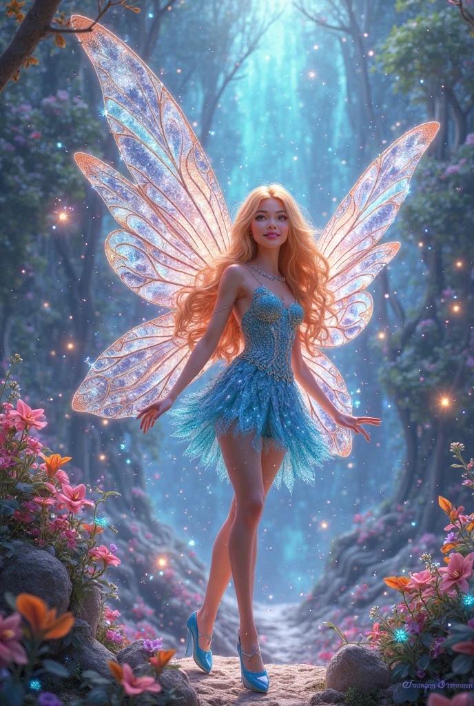 a fairy with beautiful dress in front of a (crystal palace:1.2),
fantasy, galaxy, transparent,
shimmering, sparkling, splendid, colorful,
magical photography, dramatic lighting, photo realism, ultra-detailed, 4k, Depth of field, High-resolution
<lora:epiNoiseoffset_v2:1>
<lora:crystals fantasy_10R:0.7>
