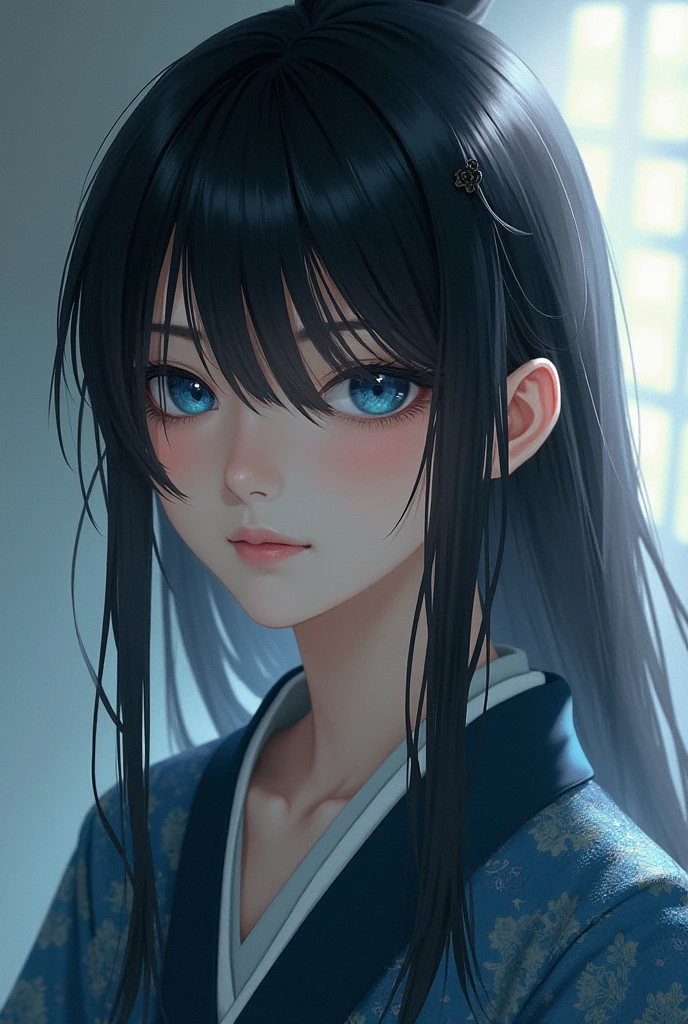 (Highest quality,4K,8K,High resolution,masterpiece:1.2),Super detailed,(Realistic,Realistic,Photorealistic:1.37),Beautiful and delicate blue eyes,long black hair in a high bun,detailed red veil,Portraiture,Sharp focus,Professional,Vibrant colors,Dark Background,Studio Lighting