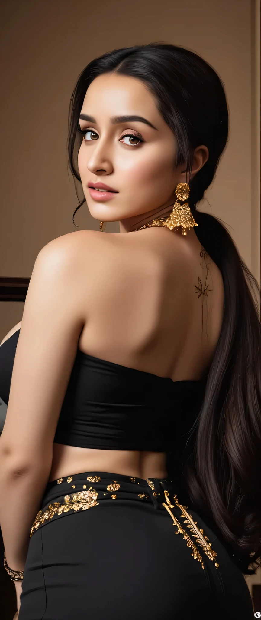 Full body photo portrait of beautiful indian
, looking at viewer, lense flare, (realistic eyes, symmetric face:0.8) (masterpiece:1.2) (photorealistic:1.2) (bokeh) (best quality) (detailed skin) (intricate) (8k) (HDR) (cinematic lighting) (sharp focus), big breast, sparkling day dreams eyes. Navel . Jwellery, necklace, earings ,bangles,sexy long hair style erotic looks seductive poses beautiful black lehenga with golden work,big breast deep cleavage , front view sexy body waist chain navel show , erotic looks seductive poses , deep cleavage tight nipples show , erotic pink nipples tight , nipples show , sexy long hair style , Big brest deep cleavage , beautiful