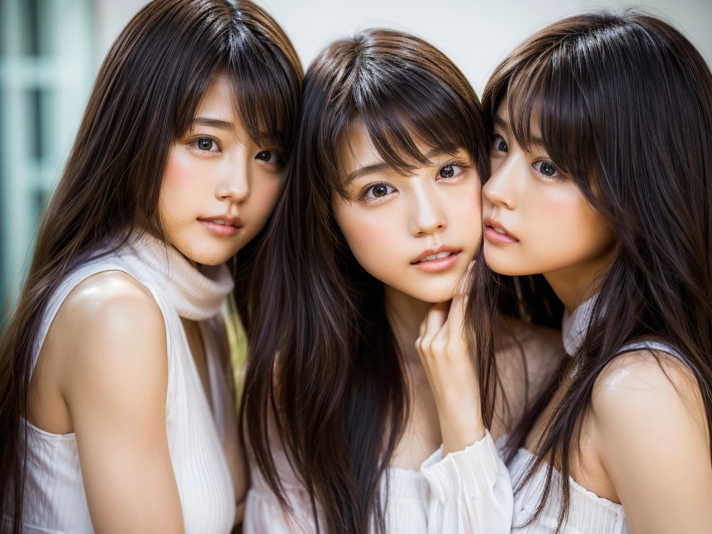 8K、top-quality、masterpiece、超A high resolution、Realism 1.4、Real Skin Textures 1.3、Film Grain 1.3、selfie angles、2 girls in、Beautiful eyes and face details、masterpiece、top-quality、a closeup、The upper part of the body。