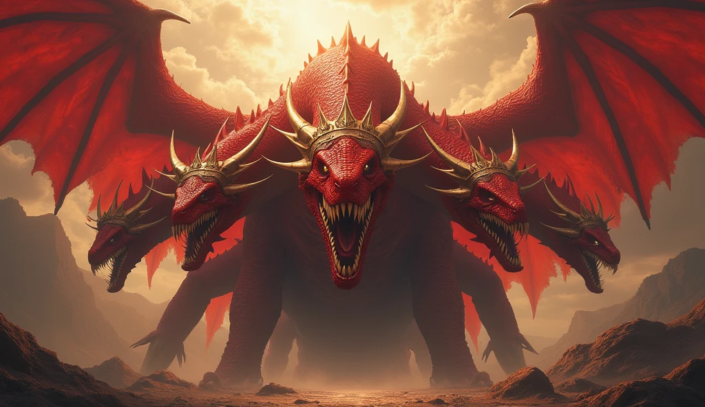 Three-headed dragon, furious, Fire breathing, Flame Eyes