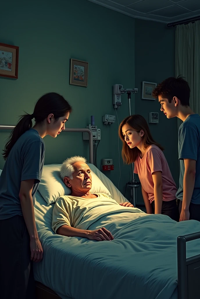 The dynamic expression of characters is clearer、More explicit,and harmonious,The painting consists of four sets of emotions。1.The doctor reads stories to the child who is receiving the infusion,The child fell asleep leaning on the doctor's lap。2.During the pandemic, The doctor takes meticulous care and care for the elderly,The real scene of the old man holding the doctor after being discharged。3.Scene of a doctor feeding a patient。4.Scene of a doctor presenting flowers to a patient who is about to be discharged。Character dynamics and harmonious adjustment,Impeccable,The content is clearer,More reasonable,Picture adjustment,The light source is uniform and clear,Classical oil painting,perfect works,Works of masters,oil painted,Oil on canva,Enrich the picture,photorealisti,Verism,The characters are dynamic perfect,The details are perfect,more clearly、More reasonable,The expressions of the characters are more perfect,and harmonious,Adjust dynamics,Content rational,Clear details,realisticlying,Realistis,More natural,Content harmony,Each character has their own content,Harmony with nature