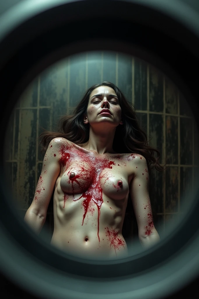 The executioner slits her throat The woman being executed is naked A woman with a pained expression I am only a translate agent