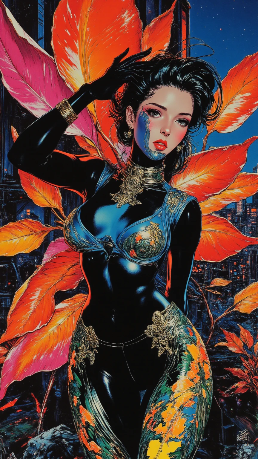(((Official Art, unity 8k wallpaper, Very detailed, beautifully、aesthetic, masterpiece, highest quality))), (zenTangle, Mandala, Tangle, enTangle), ((Fractal Art:1.3)) , (((One perfect girl))), (Very detailedな裸), Dynamic Angle, Cowboy Shot, The most beautiful form of chaos, elegant, Brutal Designer, Bright colors, Romanticism, James Jean, Robbie Dowie Anton, Ross Tran, Francis Bacon, Michael Mraz, Petra Cortright, Gerhard Richter,Ashley Wood, Ecstasy,mysterious,glossy,wonderful,Almost naked,flashy,Colorful,Transparent blouse,rainbow,mysterious,Mr.々Angle,Provocative face