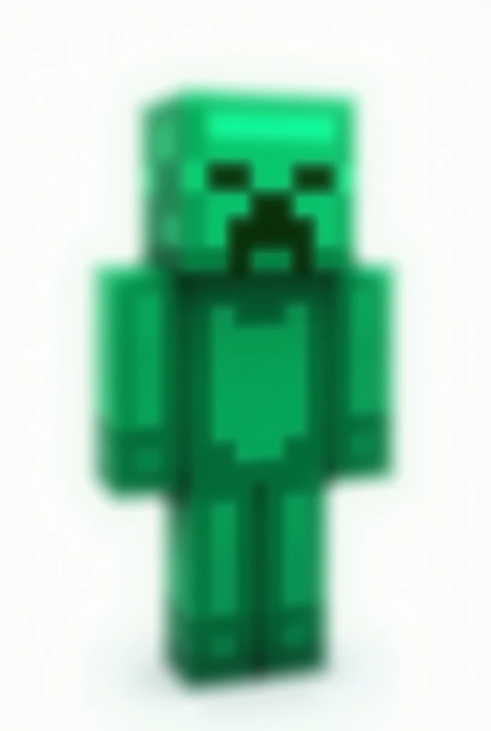 Minecraft creeperwoman with cube head black eye Green half black body blushing and show butt left side view