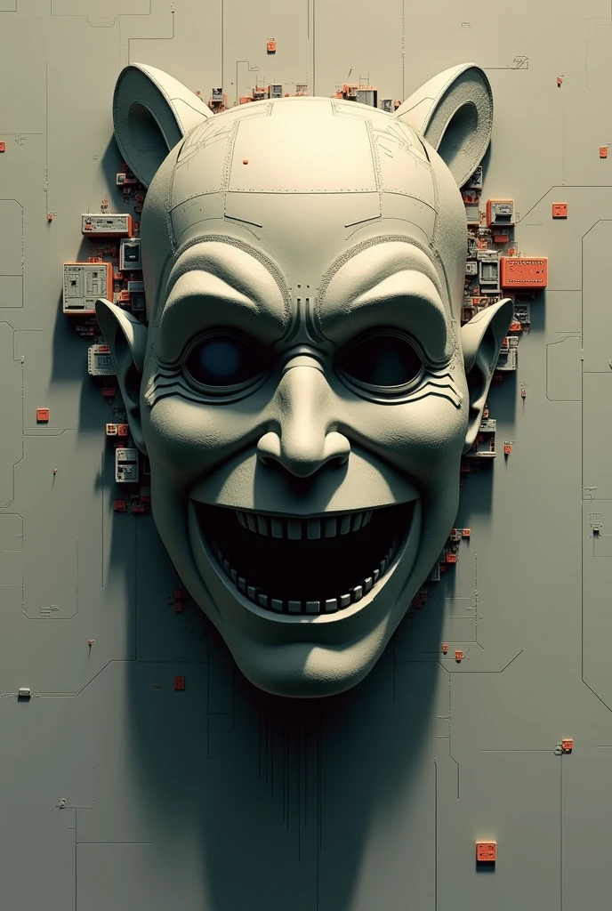 an evil anime with a sinister grin, on a typewriter, art by gustave dore, by h.r. giger, by junji ito