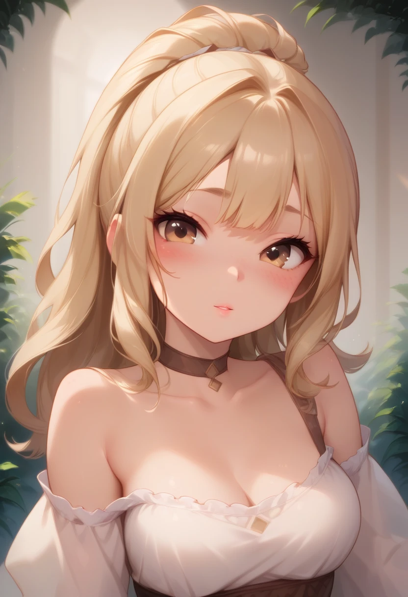 ((masterpiece)), ((best quality)), (ultra-detailed), ((extremely detailed)), 4K, (8K), black skin、Blonde、parted bangs 𝐬𝐡𝐨𝐫𝐭𝐜𝐮𝐭、Hot spring inn、Black leather jacket、Black Shirt、Black Skirt、Gold Bunny Ears