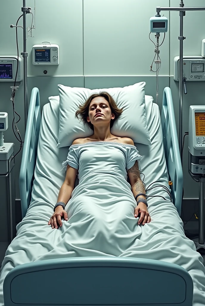 Sad character in the hospital 
