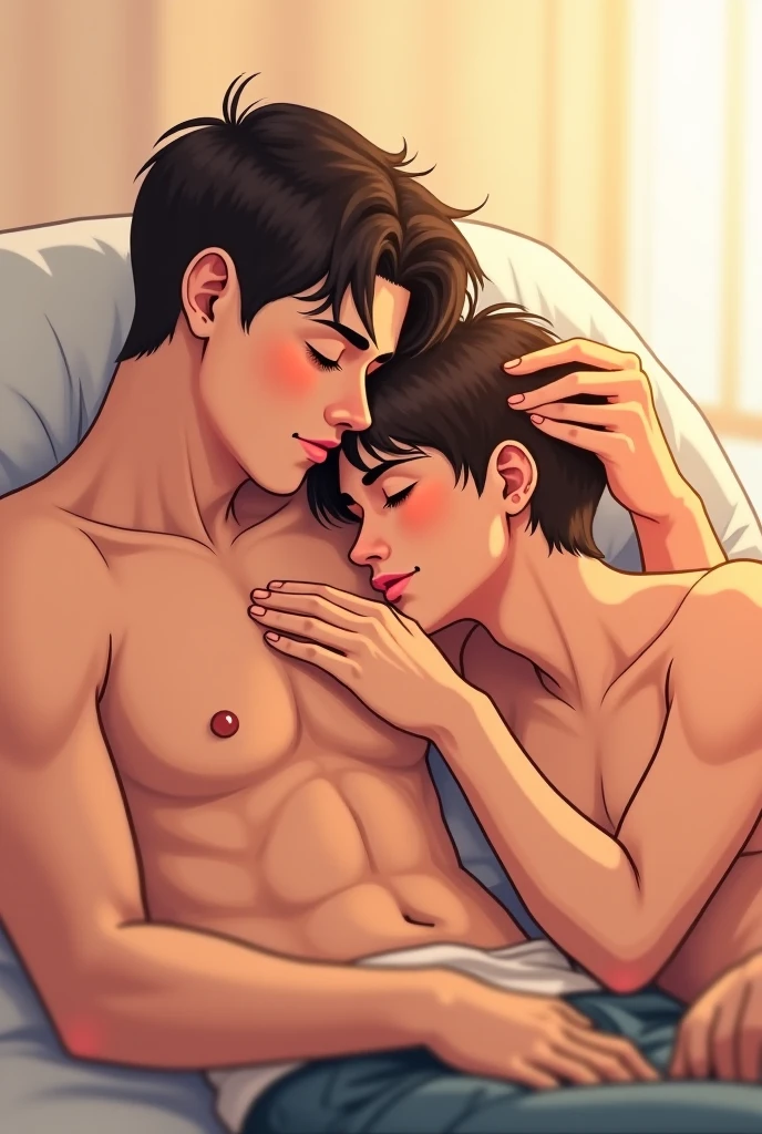 Gay couple sleeping together 