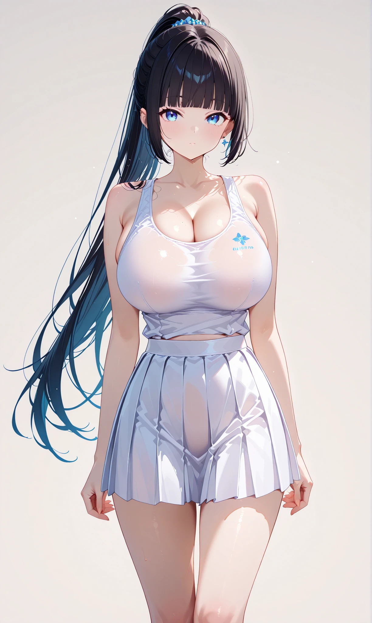 gigantic cleavage breasts,torn laundry,standing on your feet,Cleavage is seductive,exhilarated,areola of breast,At high temperatures,A MILF。did not wear panties,Smooth neck,No underwear,Tear pants,Underwear is torn,There are holes in the clothes,No lace