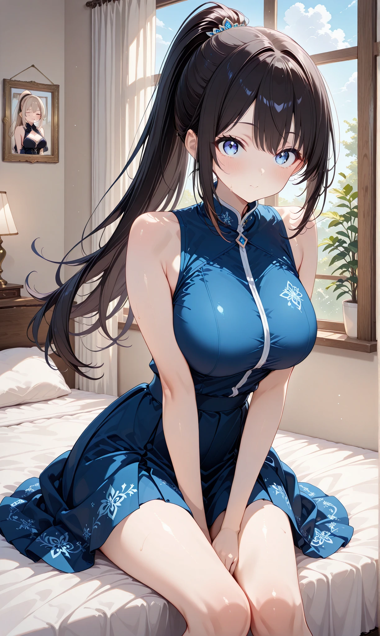 Highest quality,Highest Resolution,Beautiful girl in cheongsam,Cat ear,blushing in embarrassment,Alluring,