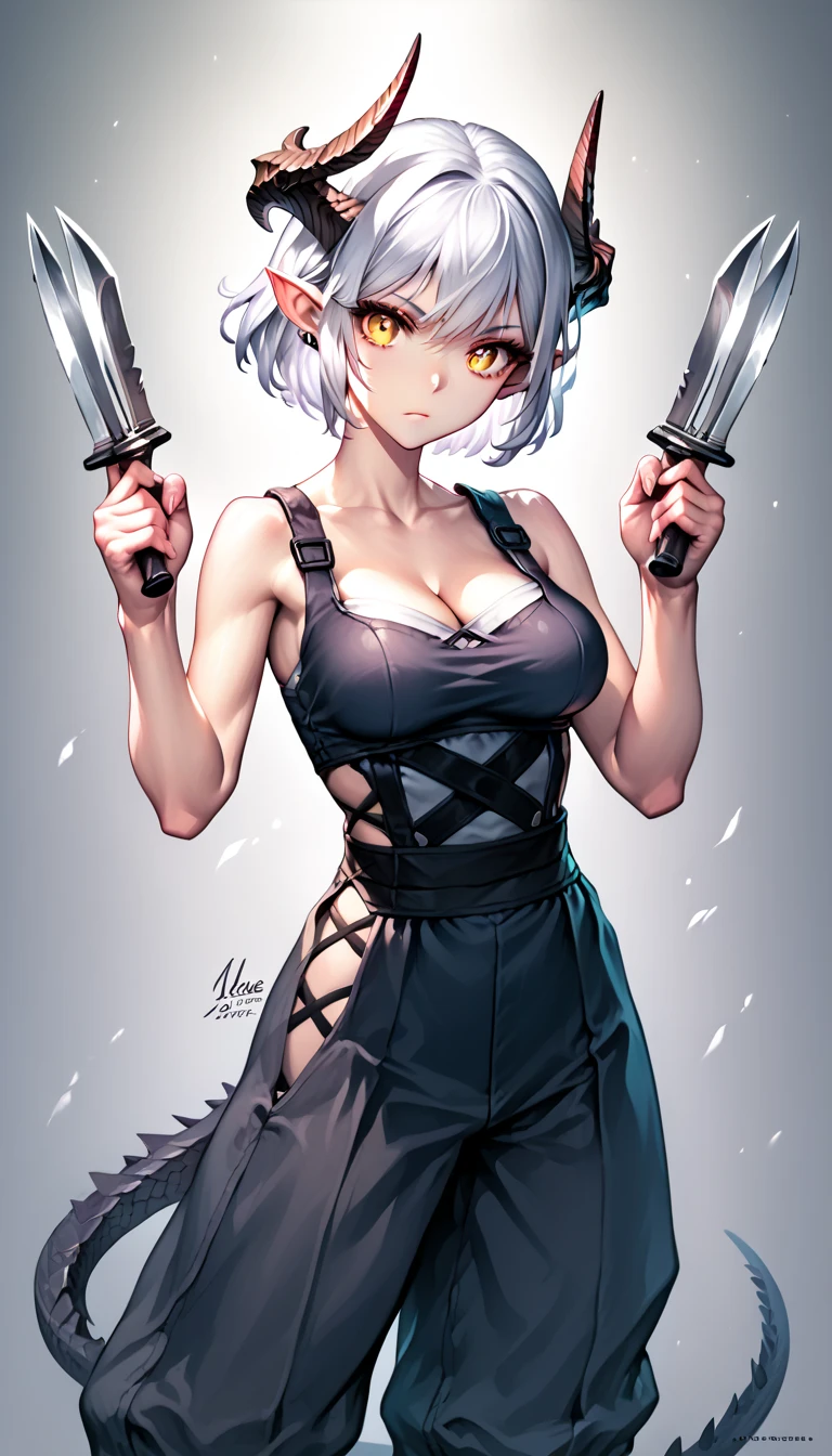 _asura style, 1girl, long_hair, yorha_type_a_no._2, weapon, solo, sword, elbow_gloves, gloves, sitting, navel, android, black_gloves, breasts, shorts, robot_joints, stairs, parted_lips, joints, holding_weapon, tank_top, holding, bare_shoulders, blue_eyes, holding_sword, short_shorts, medium_breasts, black_shorts, white_hair, looking_at_viewer