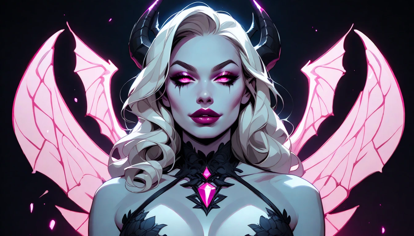 (masterpiece, Best quality:1.3), succubus, 1 girl, One, purple skin, Red eyes, black sclera, horns, Transparent sexy dress, fishnet stockings, night, Bedroom, cinematic candle light, a very cohesive symmetrical piece of art, by range murata, Artgerm, digital illustration, Beautiful