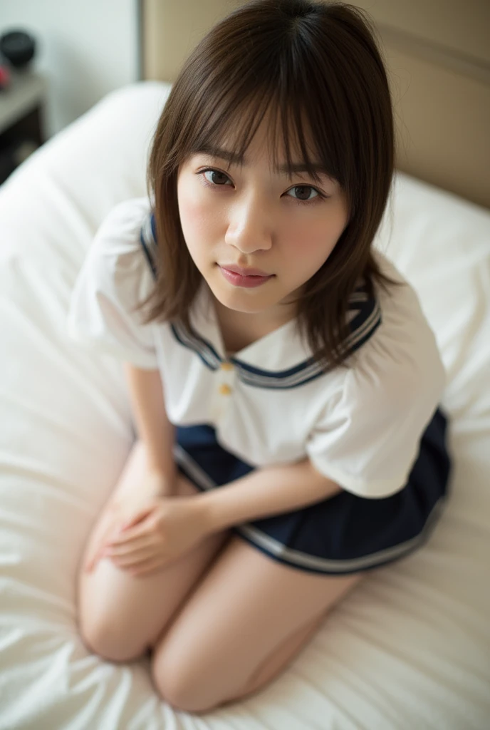 ((highest quality, masterpiece :1.3)), Photorealistic、Ultra-high resolution、Natural skin texture、Hyperrealism、Reflection from the waist up、Beautiful Japanese girl in her early teens、One girl、Rope bondage、Nurse's Uniform、Lying in bed、Frightened expression、Tears flowing
