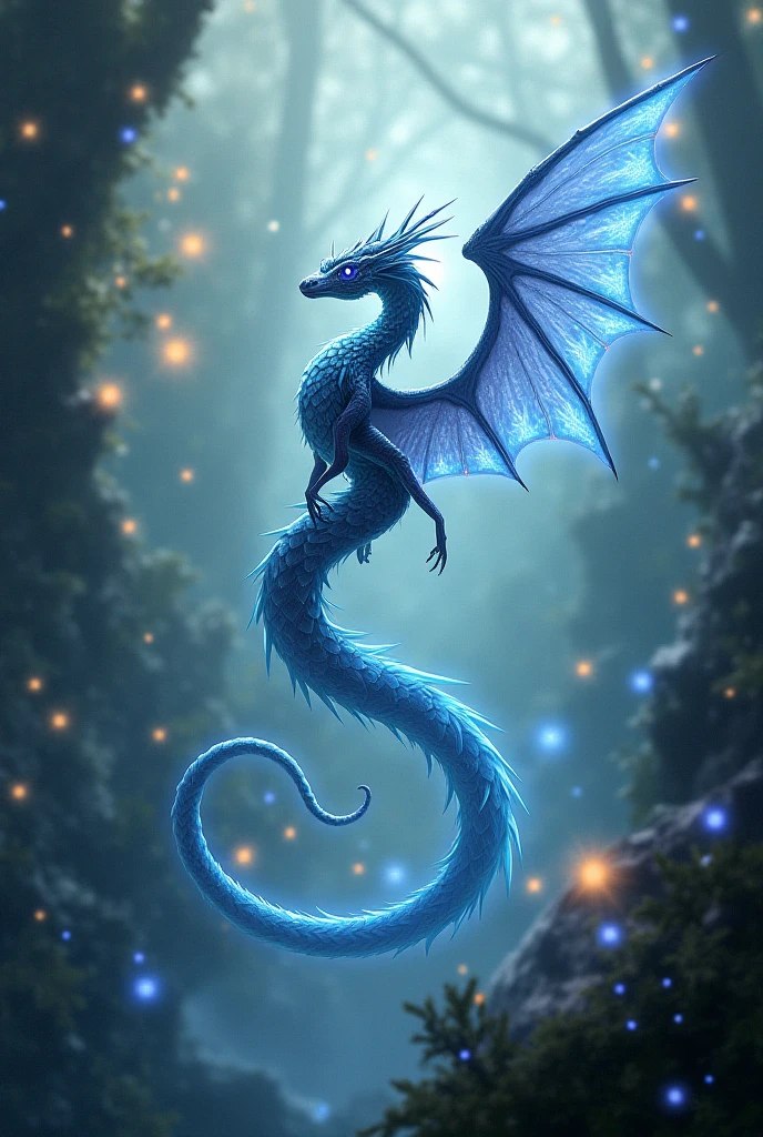 （巨作、最好质量）Orange Bioluminescent Dragon|Crimson|Purple Smoke Dark Blue|Lilac background