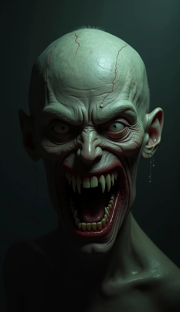 Generate a horror image of Bitzer. His face is very scary