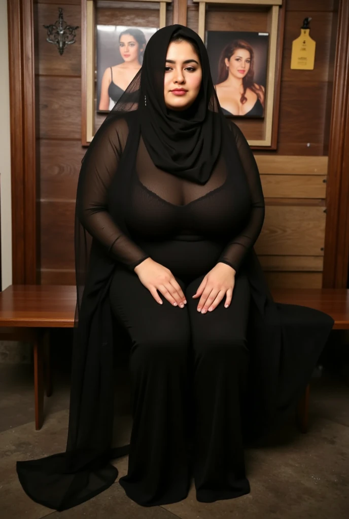 Busty thicc Egyptian mom in domination room. Sexy outfit. Abaya. Optimistic best quality,highres,ultra-detailed,realistic:1.37),curvaceous,mature,voluptuous,curvy, sultry, seductive, alluring, big sexy fat ass hijabi woman mature, thick ass, thick thighs, feet, naked