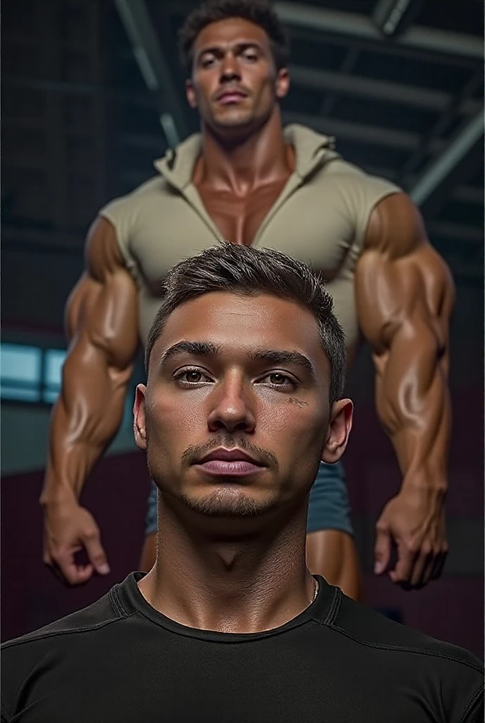 instagram photo, bodybuilder (handsome, losing his hair from excessively high testosterone levels) (five o'oclock shadow, manscaped), super buff and cool, short and muscular, shorts, show off, physique, smug arrogance, proud looking, jock clothes (perfect fit, clothing curves with his body), pure masculine energy, Vladimir Iacovlev, roman fritz, Enrico Hoffmann