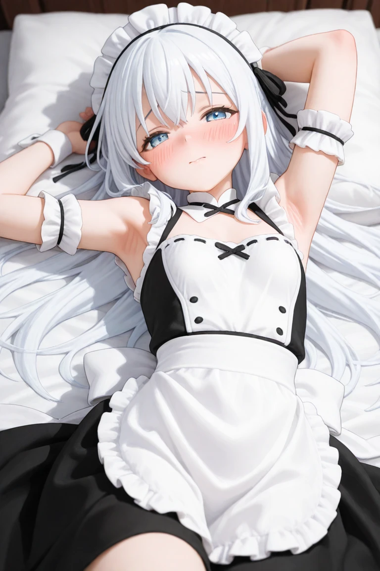 wht1,kiss,Lying down,bed,smile,Blushing,Masterpiece