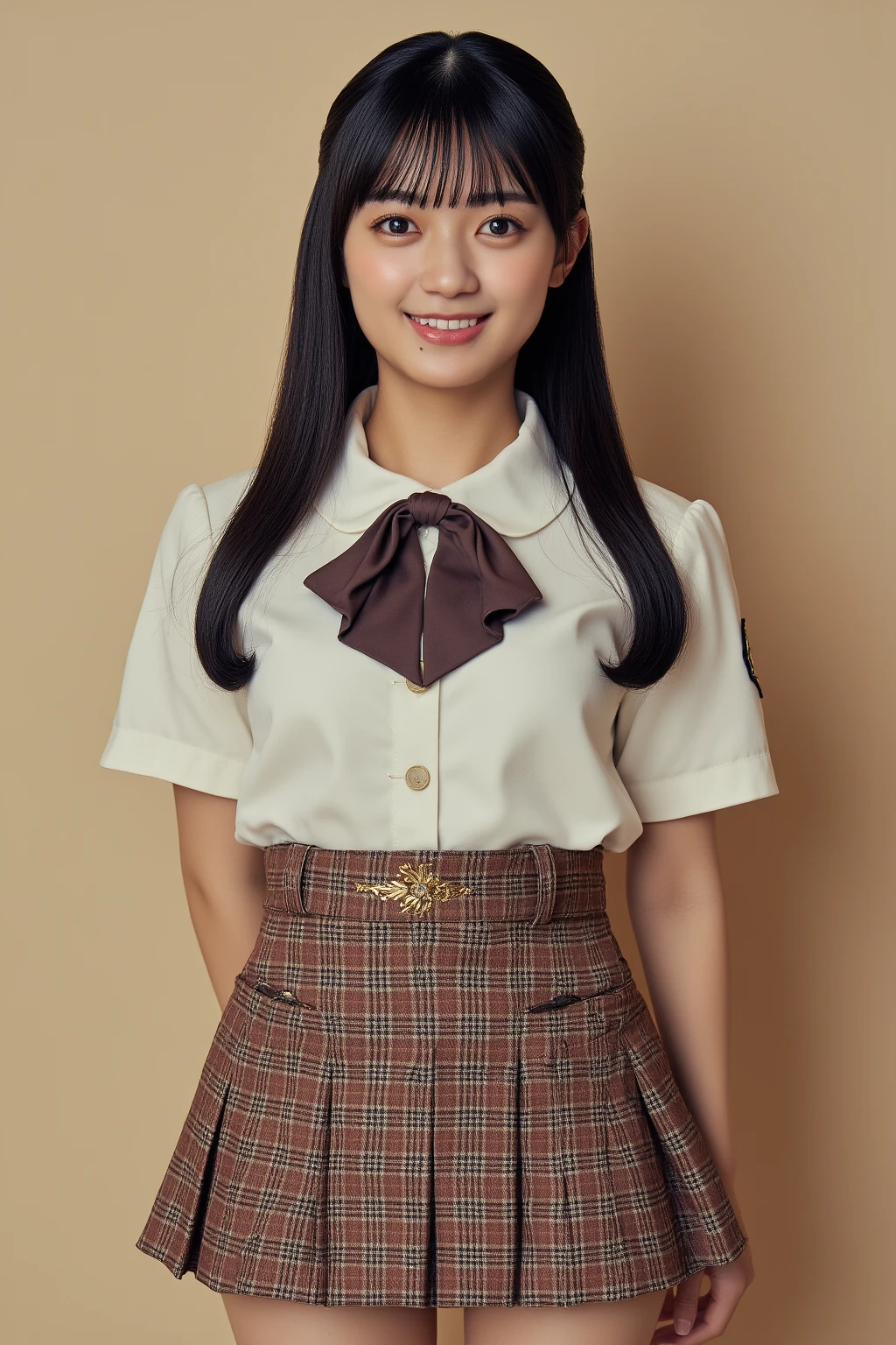slender girl, (make up:1.1), (ニットセーター:1.2), middle breasts, at school room, (upper body shot:1.1), round face