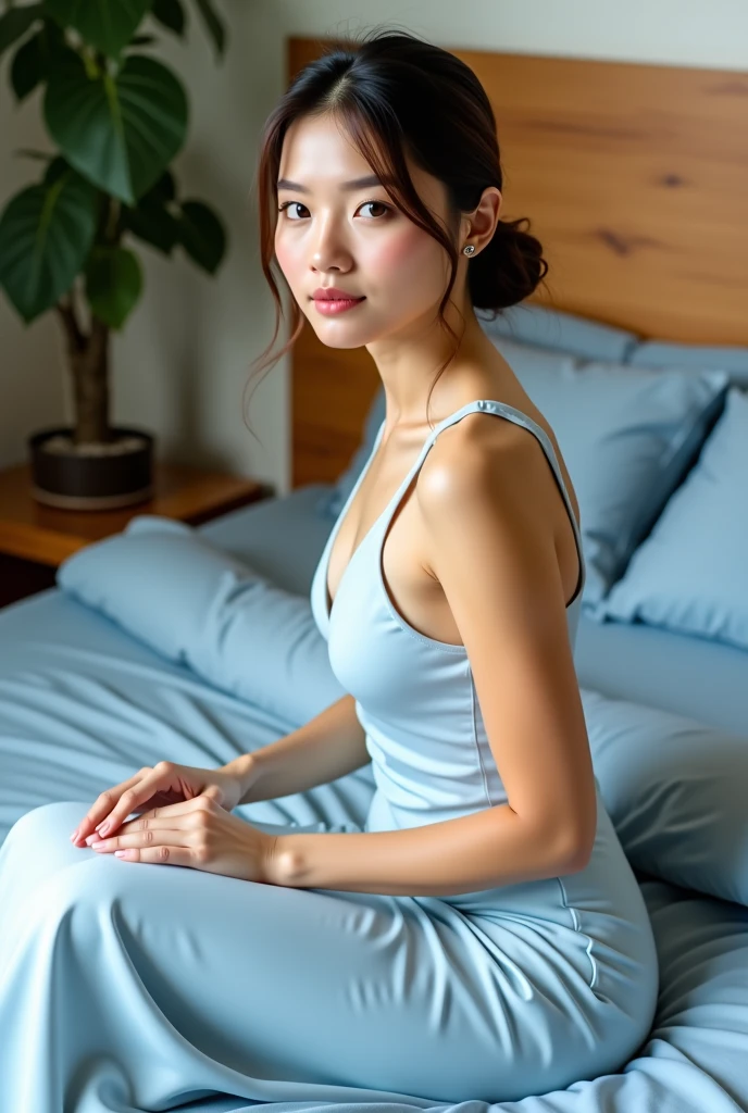 Dark brown hair、Light brown eyes、Japanese actress、 Lady、I am about 40 years old....、(Intricate details:1.2)、(Which is more expensive????:1.4)、 (Ultra-high resolution:1.2)、Ultra-high resolution、(fine adjustment)、(Detailed facial features)、Hmph、8k解像度、D cup size breasts、Long Hair、Large windows、Extravagant space、relax、、,Full body photo、Head to toe shot、Beautiful legs、Camisole dress、Beautiful legs、Breezy, Sunny bedroom、On the bed、she, household items, (plant:0.8), Fashion Hub, Very detailedな, Very detailed, Realistic, Hourglass Shaped Body, Obscene pose,、、私 cry a lot、tears、person on the left、White wall、White floor、diagonally from below、please lift your chin、Put your butt against the wall、relaxした表情、Pose of Weakness、(auraroid photo:1.2)、From outside the window、Transparent painting、8k、32k、Highest quality、(Details of both eyes)、1 girl、elegant、(Loose dress :1.4)、sunset、sit、(Low Angle、I looked up and saw this:1.2)、Hilarious、Leaning against a wall、Looking into the camera、