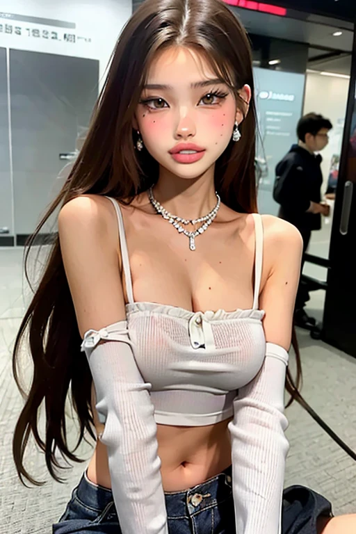NSFW,4K,((Highest quality)),((masterpiece)),BREAK,((one girl)),(detailed),(in convenience store),((One girl)),((perfect anatomy)),nsfw,((nude)),(naked),((19 years old)),((flat chest:1.6)),(stare at viewer with stern eyes:1.5),((delicate face and eyes)),((one girl)),(bitting own lip:1.1),(angry:0.9),nose blush,(shamefull:1.2),( Straight hair),(beautiful hair),surprised, ((beautiful realistic face)),((skinny:1.3)),(delicate face and eyes),Beautiful Korean Women, Beautiful young Korean woman, Young and adorable Korean face, Gorgeous Young Korean Woman, Korean Girls, Girl cute beautiful face, Portraits of Korean female idols, Young and pretty Asian face, Cute natural anime face,Asian pretty face,((finely detailed face)),(Big eyes:1.2),((glistening eyes)),((glistening eyes )),((large eyes)),(( pretty eyes)),((intricate choker necklace)),(detailed),(Perfect Face),(Lanky:1.2),((One girl)), ((clear eyes)),((show nipples)),((beautiful skin)),don't wear anything ,(upper body),(Equal left and right eyes), (nsfw:1.5),(show nipples),(don't wear anything),(nipples facing upwards), correct arm,((Varsity Jacket)),((frilled panties))