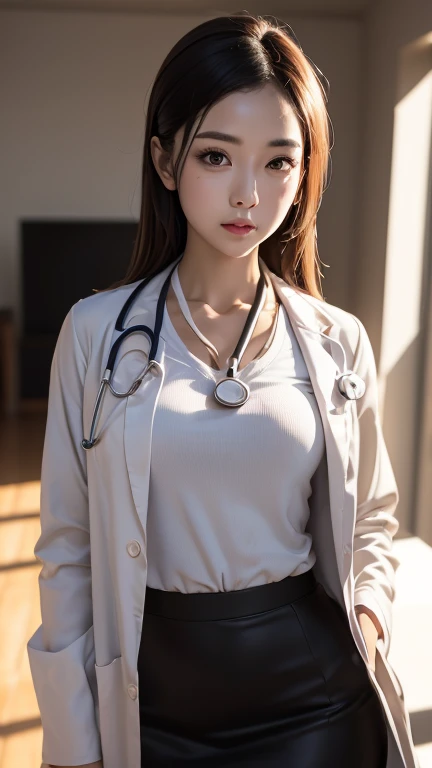 High angle lens，Center view，（RAW photos，Bestquality），（lifelike，Photorealistic：1.3 pcs），wide angle photograph，a masterpiece，2 Beautiful Nurse，Adorable，young，Perfect Body，Top Korean beauty，（All over body：1.3 pcs），photorealiscic face，Diffuse light，Create softness，Uniform glow in the hospital（（operating room）），Surgical gloves，Medical equipment，Anesthesia machine （Nurse uniforms are smooth、Cultivation：1.5，（（gaping、Fluoroscopy：1.5，Expose the chest：1.5））），Perfect breasts and buttocks:1.4 pcs，Slim legs:1.2、 Nurse、 Nurse cap、 stethoscope，（（（Black Stockings，Small, beautiful big breast，, White tender toes）））RAW photos， in bed， Top Quality， lifelike， lifelike， RAWExtremely detailed， Very refined and beautiful， Professional Lighting， lighting on face， Depth of field， Focus on the character， All over body：1.3 pcs， 2 0-year-old woman， with brown hair， brown eye， small head， （（（Large,））），2,,, fashionGirl， beautiful eye， Real face， Real skin， Real face， realistic skin， Detailed eyes，Double eyelidd，long eyelash ，Swollen eyes，Healing is a smile：1.5，Baring tongue，Take a stethoscope（Stylish and flowing short hair： 1.3 pcs）