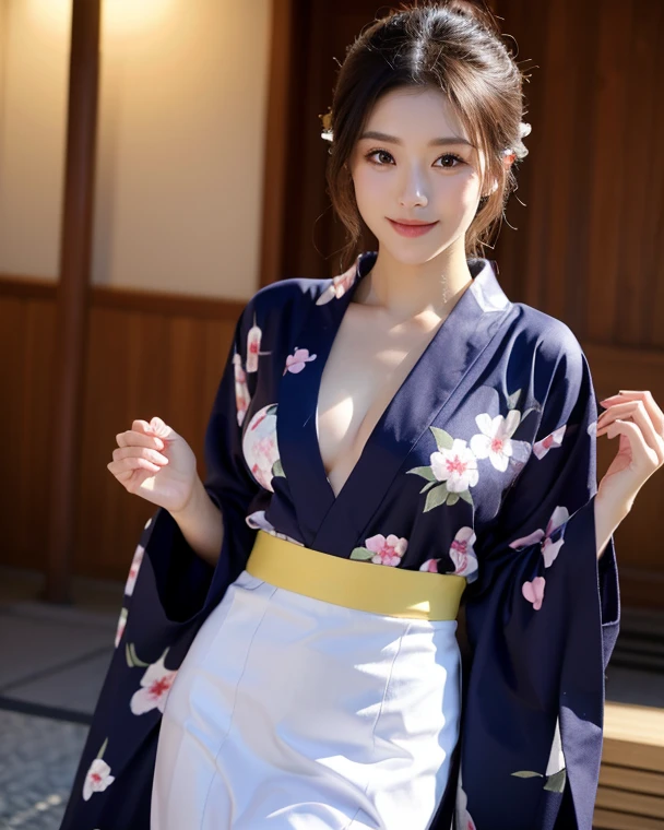 最high quality、high quality、Best image quality、8K、最High resolution、High resolution、最high quality、masterpiece、RAW Photos、whole body写真、Detailed and realistic human body、Detailed and realistic skin、Realistic face in every detail、Detailed and realistic eyes、Detailed and realistic lips、Detailed and realistic teeth、Detailed and realistic ears、Detailed and realistic hair、Realistic reproduction of every detail、((Beautiful Hands(thumb1、reference4))、Realistic feet down to the last detail、((Beautiful Japanese Girl))、(Japanese Model)、((18 year old beautiful girl))、(Black Hair)、(Random Hairstyles)、((whole body))、((Slim and perfect figure))、(Beautiful and firm breasts)、(whole body光沢肌、Fair skin)、Soft natural light、Mini Kimono、Sexy Kimono、Japanese tradition、Japanese garden、((Colorful floral kimono))、((Relax in the garden(Poses to make your thighs look beautiful))