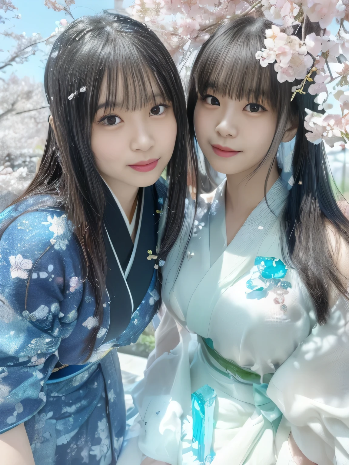 (((Close up of a large Japanese garden)))(((cherry blossoms in full bloom)))(((Cherry Blossom Viewing Scenery)))(((Sakura Fubuki)))、(((best image quality、highest resolution、greatest masterpiece、8k)))、(((detailed face)))(((cute face)))((()))(((Young contour)))((( Lovely facial features)))、((( Blizzard 10 )))(((Model figure )))((( Perfect pose line)))、(((Big Breasts 1.0)))((( Detailed Body .5)))(((nsfw)))、(((long straight hair))) 、(((dynamic posing3.0)))(((Gorgeous Long Sleeve Kimono2.0)))、(((cherry blossoms in full bloom5.0)))(((Fantastic Cherry Blossom Scenery5.0)))、(((Gorgeous Long Sleeve Kimono5.0)))(((Lots of Diamonds Close up of an abstract blue and white background, Crystallization, crystallization skin, Random Posing Shot, Sparkling Crystals , blue whale crystallization texture, crystal cubism, Blue crystallization, Crystallization particles, facet, crystallization, Diamond Texture, Fractal Details Diamond Skin, glittering ice , facet, crystal fragments , Crystallized Edges kimono3.0)))(((Crystallization振袖袖着物3.0)))(((Crystallized Furusou Kimono3.0)))、(((Smiling with corners of mouth turned up)))(((Crystal Edges Kimono)))