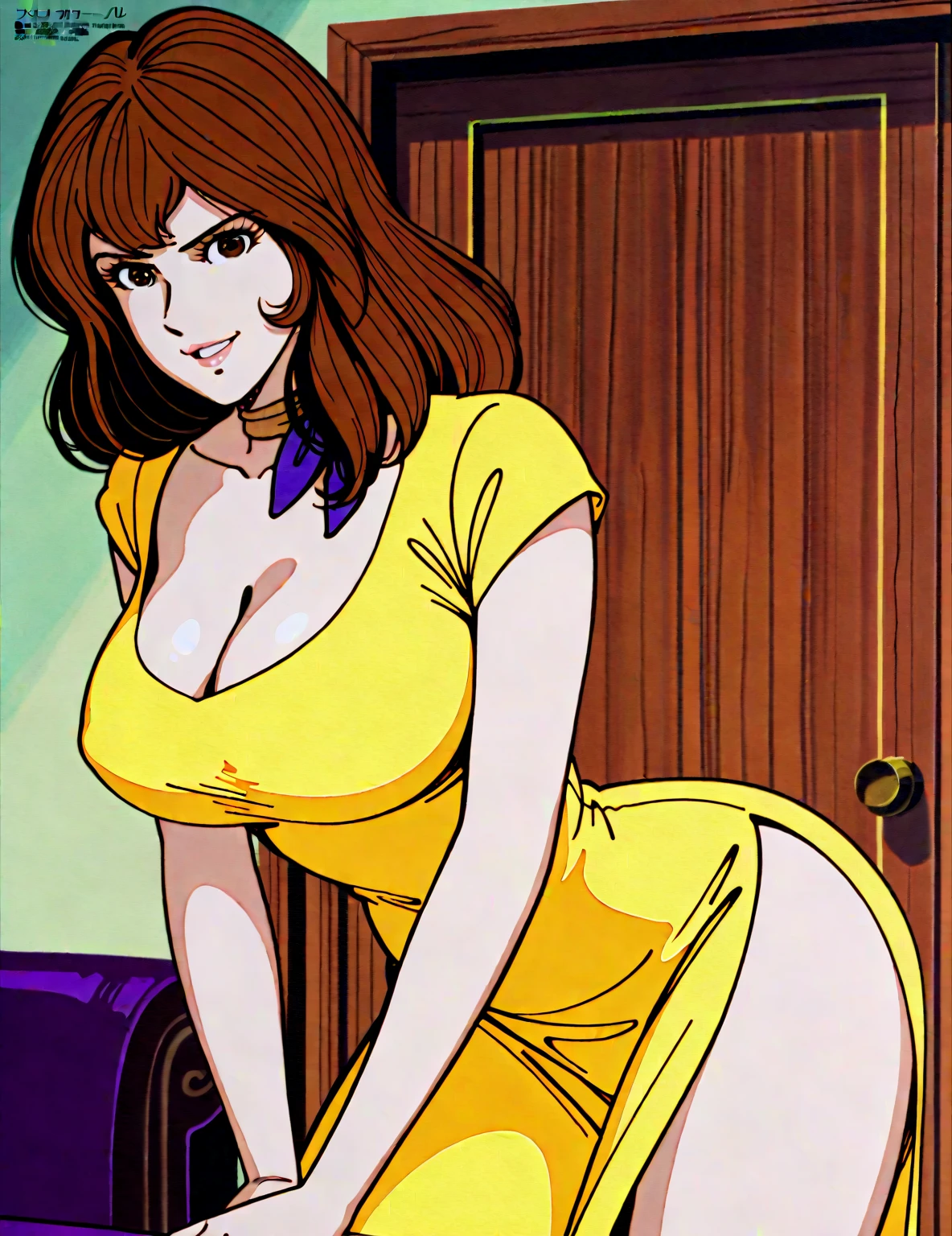 ((high detailed, best quality, 4k, hd:1.3)), Princess Daisy, princessdaisy, blue eyes, original, seductive, attractive, fanart, sexy smile, smooth anime cg art, 36C breasts, long legs, vivid colors, detailed digital art, fitness body, tanned skin, tanned, dark red hair, long hair, BREAK crown, cleavage, 36C cleavage, stuck behind glass, stuck behind a glass, looking at viewer, BREAK looking at viewer, extremely detailed face, sexy pose, yellow dress, yellow dress, yellow original dress, daisy, dress, flower, gem, stuck behind a glass, stuck behind glass, dark gothic eyeshadows, dark eyeshadows, black eyeshadows, black sexy lips, black lips, (dark:1.2), dark lips, very dark lips, (perfect hands, perfect anatomy), dark lips, dark lips, dark eyeshadows, black eyeshadows, dark black eyesgadiws
