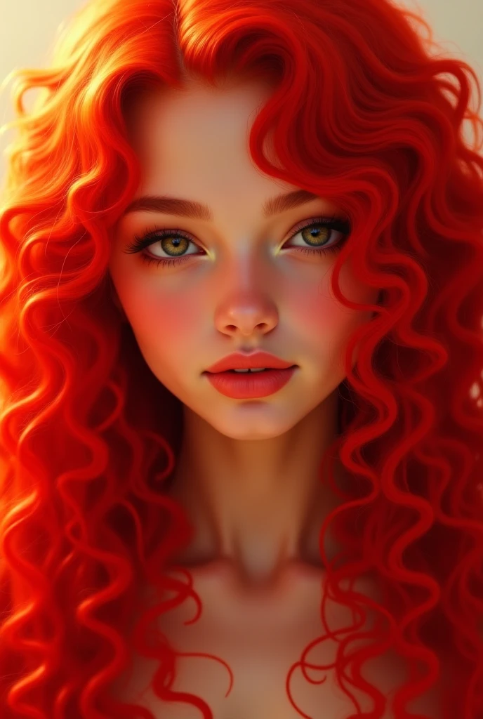 girl CHILD 10 years old, PORTRAIT STYLE, with headphones holding a Pink Floyd album, The Dark Side of the Moon, with red hair and jewelry posing for a photo, very long wavy fiery red hair, orange skin and long burning hair, long curly red hair, bright long red hair, long stream of red hair, fiery red hair, big wavy red hair, red hair and attractive features, red curly hair, flowing orange hair, very long flowing red hair, flowing red hair