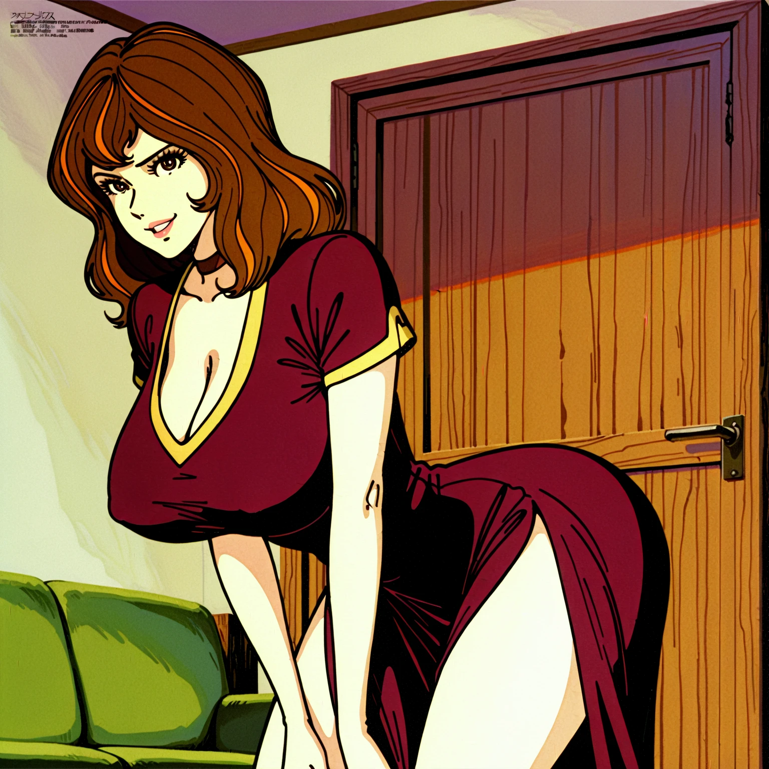 (masterpiece, best quality:1.2), linda_flynn-fletcher, 1girl, jewelry, earrings, solo, lipstick, hairband, makeup, breasts, large breasts, orange hair, short hair, crossed legs,smile, in kimono sitting on a bed, japanese goddess, in kimono, sakimichan hdri, in a kimono, japanese, ayami, organic seductive geisha, traditional japanese, harumi, beast, rin, glamorous and sexy geisha, shikamimi, red kimono