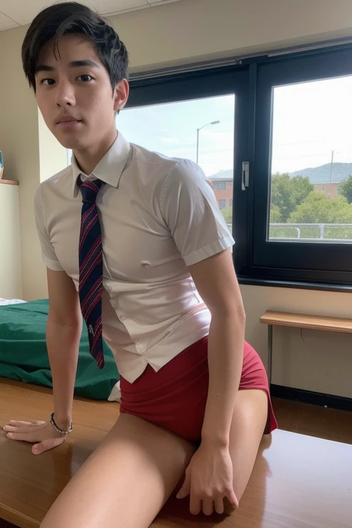 Only 2 Thai men,handsome,cute,clear,pure,teenager,naked,The penis is beautiful and age-appropriate.., My hair is very short and has a cut at the bottom..,  classroom,Tattoo under the navel,Sperm stains
