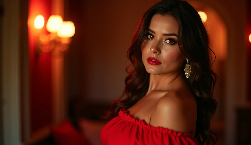 Menina da moda da cidade de 25 anos, lingerie vermelha transparente esfarrapada e bifurcada, pata de camelo, roupa exposta ao umbigo transparente bifurcado, muscular abdomen, tez de trigo, sobrancelhas de salgueiro, Red Phoenix Eyes. Deite-se na cama. roupas molhadas e apertadas.pernas longas.ombro exposto.exposed todo o corpo.