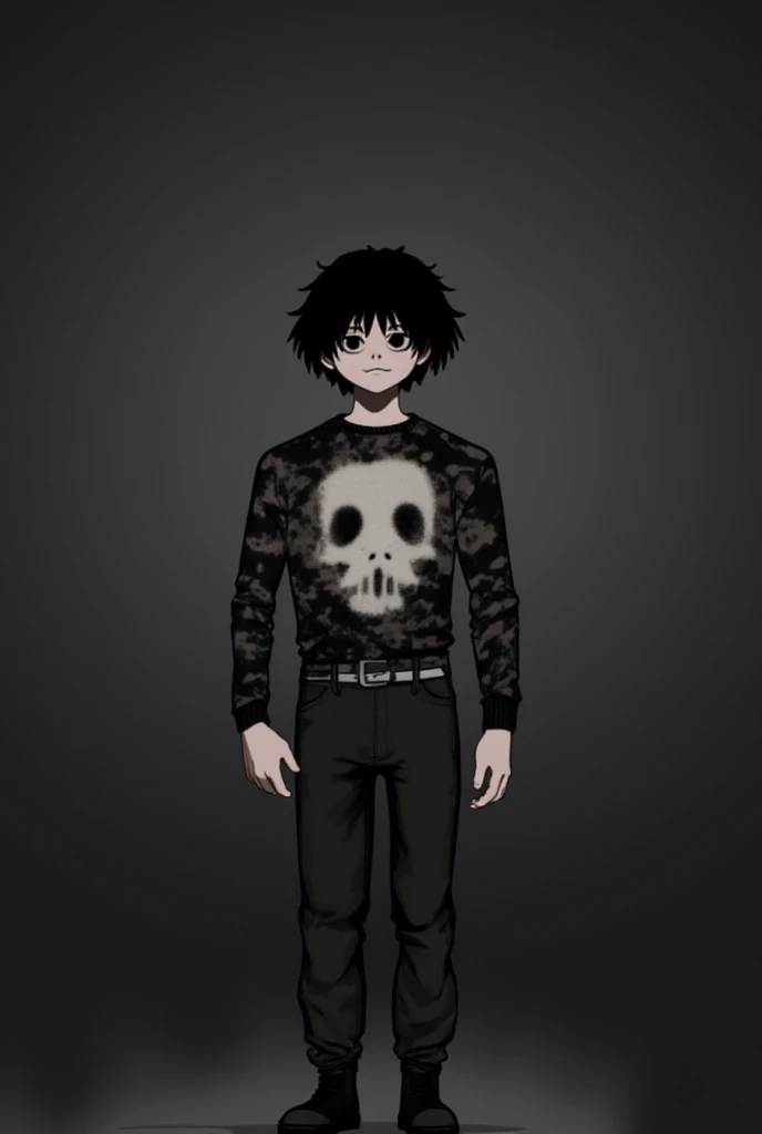 Create a character with the characteristics seen in the photo, The character is in a central plane looking at the camera