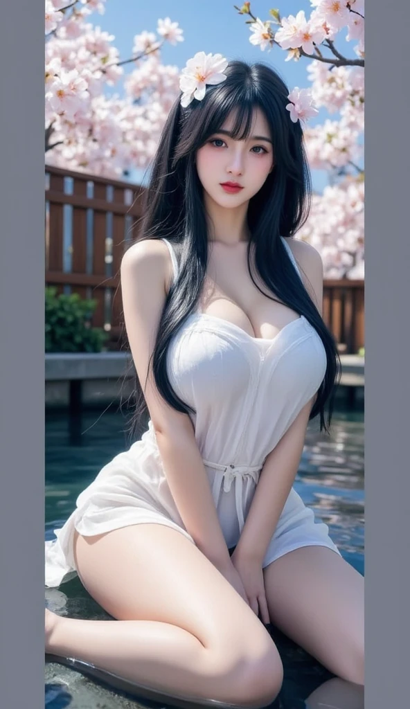 Beautiful woman with perfect body:1.4,Layered Hairstyle,Prominent cleavage:1.2,Highly detailed face and skin textures,Double eyelids,Skin Whitening,Long hair,Whitened long legs,Standing on the grass