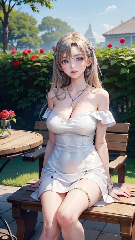 Best Quality,High resolution,8k,finelity detailed background,Masterpiece:1.2),beautiful girl,Glossy romance gray hair,messy hair,Gray eyes,Gentle look,A refreshing look,smile,Best quality,Best Quality,Aesthetic and aesthetic:1.2,Best details((Super detailed))(High-definition CG illustrations),China dress,Slender body,Japanese garden,smile,blush,cute,Scrounge,Looking up,Being spoiled,super model