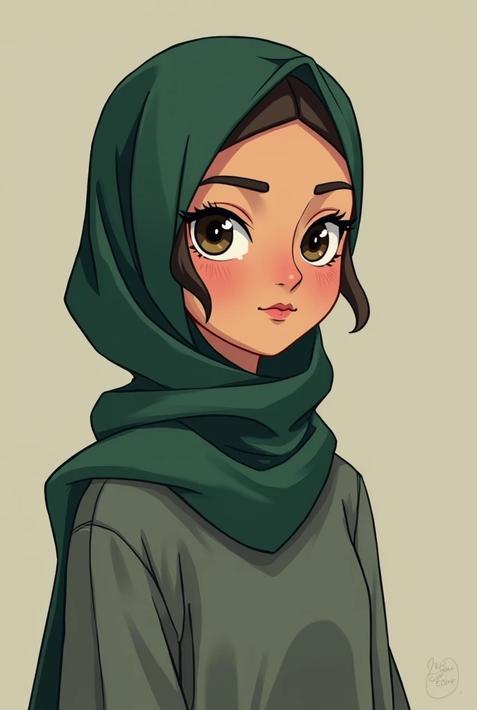 hijab, green eyes