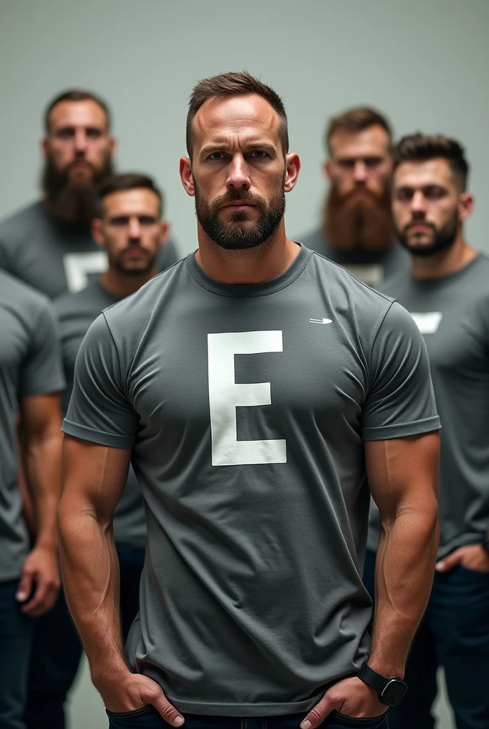 Man with a full beard trains with a dumbbell and sikergym is written on the wall behind him