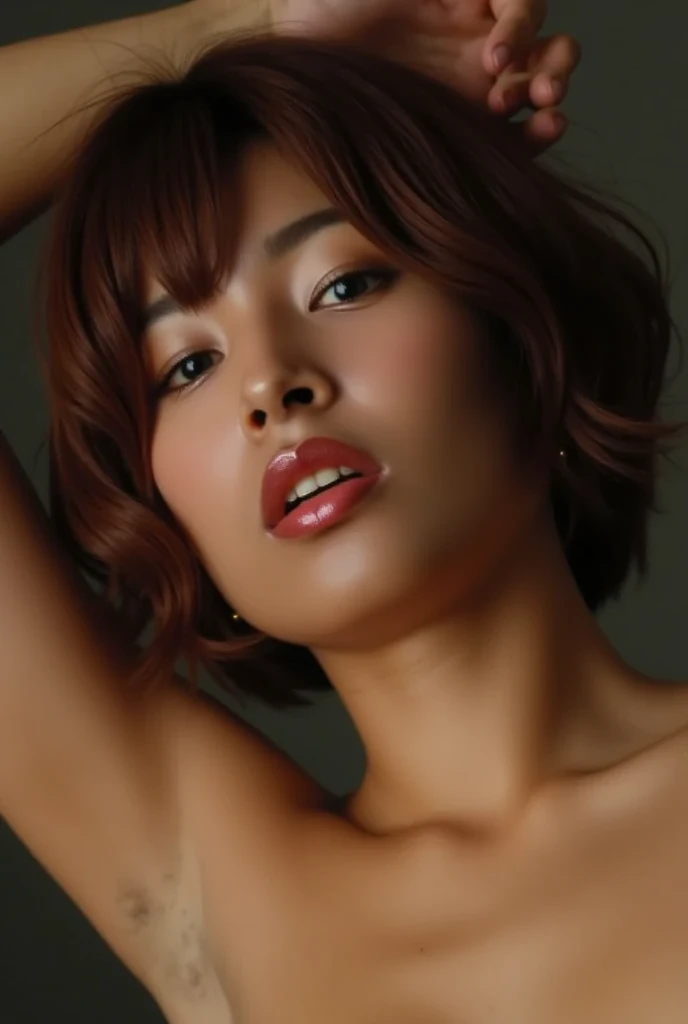 RAW Photos:1.2), (Realistic), Beautiful detailed girl, Very detailed eyes and face, Beautiful attention to detail, Large file size, High resolution, Very detailed, Highest quality, [Tabletop:1.6], shape, Very detailed, Finer details, Highest quality, 32K Wallpapers, Artistic photography, Intricate details, base, Wide-angle lens, Hasselblad Photos, At night, A street lined with shops, Boutique Store, Neon lights on the background, Bokeh, 1 girl in Japan, Height 158, Perfect Skin, Pale skin, Red lips, lookin away, A feminine body with perfect curves,Small natural breasts, Short black hair, Bob Haircut,(((Thick black pubic hair、Thick black armpit hair))),((Temptation performance, Face your whole body straight ahead,An angry expression staring straight ahead,Open your mouth:0.5)), ((Photograph the whole body naked)) ,Elegant and sexy((Fully nude 55 year old mature woman,A beautiful woman,Showing off your naked body, facing directly ahead,Beautiful abs)),beauty、Get into a position that allows you to see your genitals clearly and accurately., In a dimly lit prison,((Spread your legs 120 degrees,Woman squatting with hands behind head,