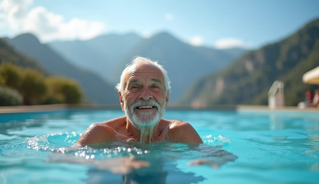 A naked guy in a Hot Tub enjoying a day off