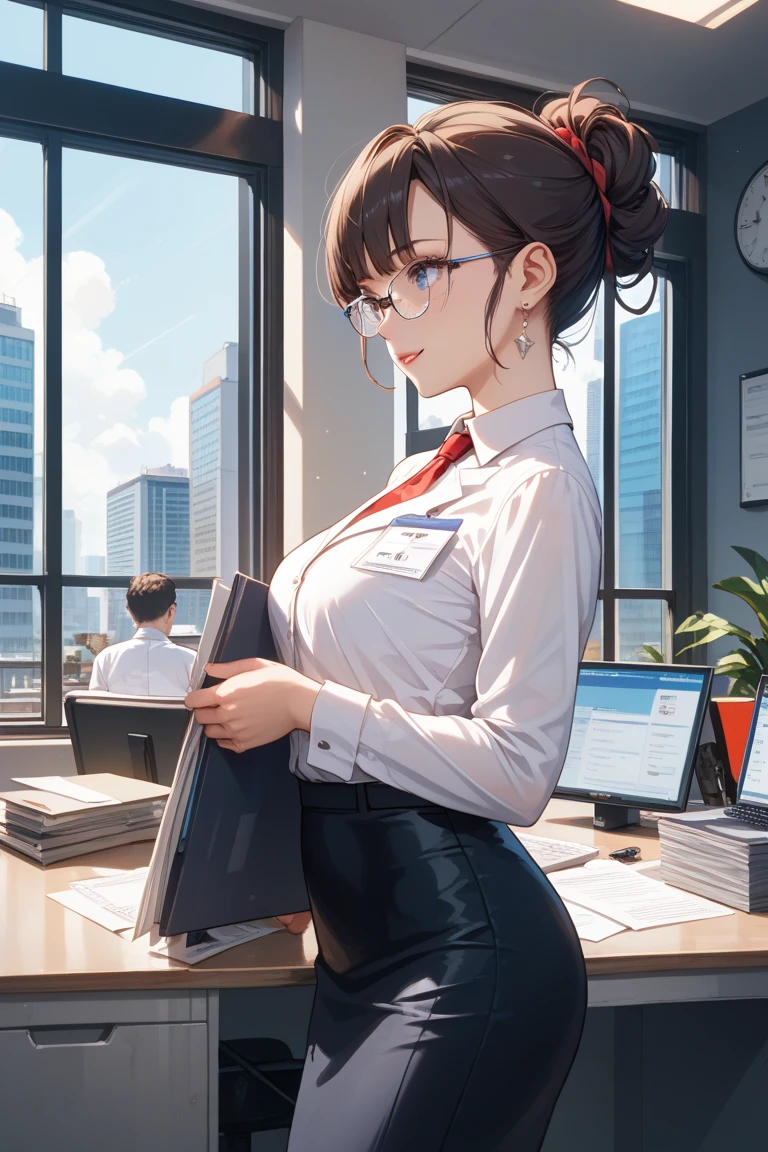 best qualtiy,Full body like,Cinema lenses,Refined face,pretty face,20yo woman,ssmile,slimfigure,medium chest circumference,Office president white petticoat,Delicate and gorgeous white blazer,Office wear,Beth,interior scenes,office room,Open the collar,Expose cleavage,Raised sexy,nipple bump,tit,vacuum,耳Nipple Ring,choker necklace,Stretch meat,choker necklace,耳Nipple Ring,Beautiful and meticulous office