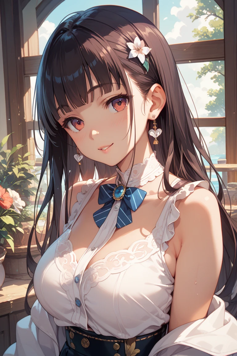 (Best quality, 8k, 32k, Masterpiece, UHD,:1.2),RAW, 1girl,ultra cute , natural lighting,transparent shining eyes, 20yo ,fair complexion, long hair, french braid, flushed face,femur, playboy bunny, body-fitting, latex, shiny, seductive, Cowboy shot