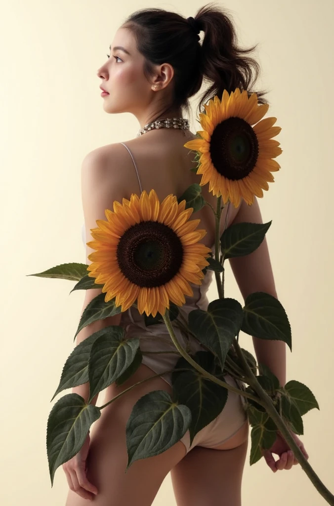 nsfw, (Shiraishi mai),A single sunflower blooms from a hole in one's hip,1girl,solo, super fine an extremely delicate and beautiful, best quality, naked, luxurious bedroom, hands behind back, open legs, looking down from between buttock, Doggy Anal,((masterpiece)), ((best quality)), (ultra-detailed), ((an extremely delicate and beautiful)), ((1girl)), (beautiful detailed eyes,round face,black eyes,brown hair,(medium hair),bangs,(floating hair), extremely detailed face, (detailed vaginal), (detailed light),((detailed anal)(, (shiraishi mai,completely nude),Camera angle from behind, Anal,Ass Grab myself,cute smile, mrrpss, shiraishi mai, perfect pussy,(((There's a sunflower stuck in her hip hole,big sunflower (Helianthus annuus) blooms out of one's buttocks,A single sunflower blooms from a anal)))