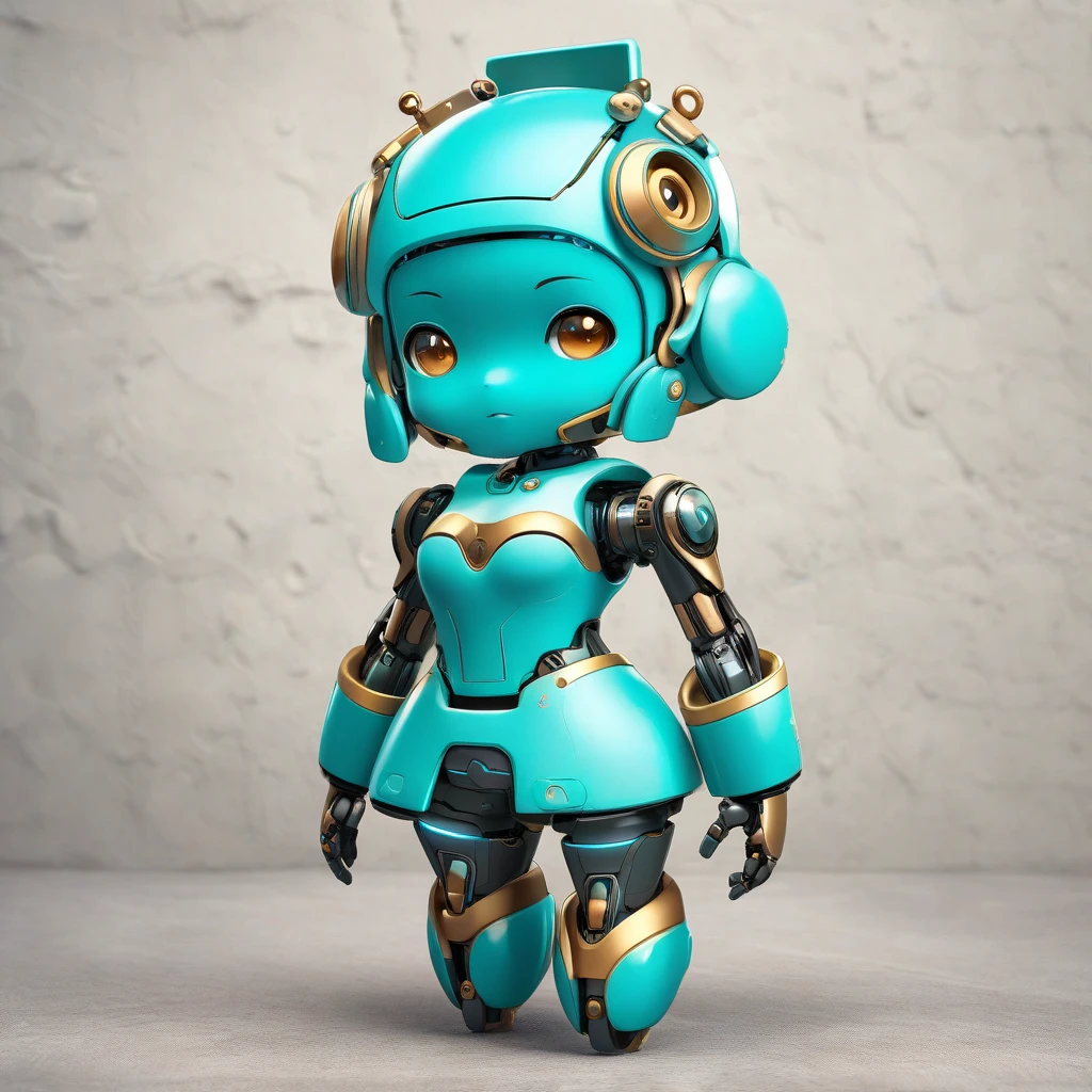 visualized artificial intelligence, robot, cyberpunk, cute character, flat caricature in cartoon style, full-length, in the center of the image, light background