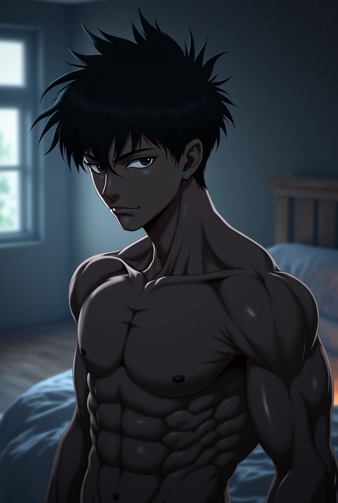 One boy, Male Focus, Shinji Ikari, erection, Neon Genesis EVANGELION, alone, Nude, Are standing, smile, View your viewers, indoor, From below,, (masterpiece), (Highest quality), (Super detailed), so beautiful, figure, Disheveled Hair, Perfect composition, Moisturized Skin, Intricate details,