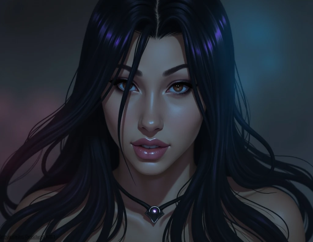 (Burning purple flame), ( Shadowy figure), (Strong gaze), (Mysterious Aura), (Ominous Presence), (mysterious beauty),(Flowing black hair), (Intense expression), (Ethereal atmosphere),(A magnetic being), (Subtle signs of danger), (Dramatic lighting), (Intricate details of her face), (Clear skin), (Luminous tattoo),(A mysterious energy surrounds her), (Smoky Vines), Big Breasts, (Black Satin Panties), (See-through), (Silver Jewelry), (Sparkling amethyst necklace),(Ominous background), (A faint whisper in the air), (Eerie silence), (Sinking into darkness),(Invisible Forces), (Casting a Spell), (Controlling Shadows), (Magical Power), (superpower), (Captivating beauty),(Intense and captivating), (Powerful aura), (Mythical witch), (Bewitching Presence), (Engage your audience), (Hauntingly beautiful),(Contrast of light and dark), (Mystical elements), (Mysterious glow), (Purple World), (Hypnotic and surreal),(masterpiece:1.2), (Super detailed),(Realistic,photoRealistic,photo-Realistic:1.37)