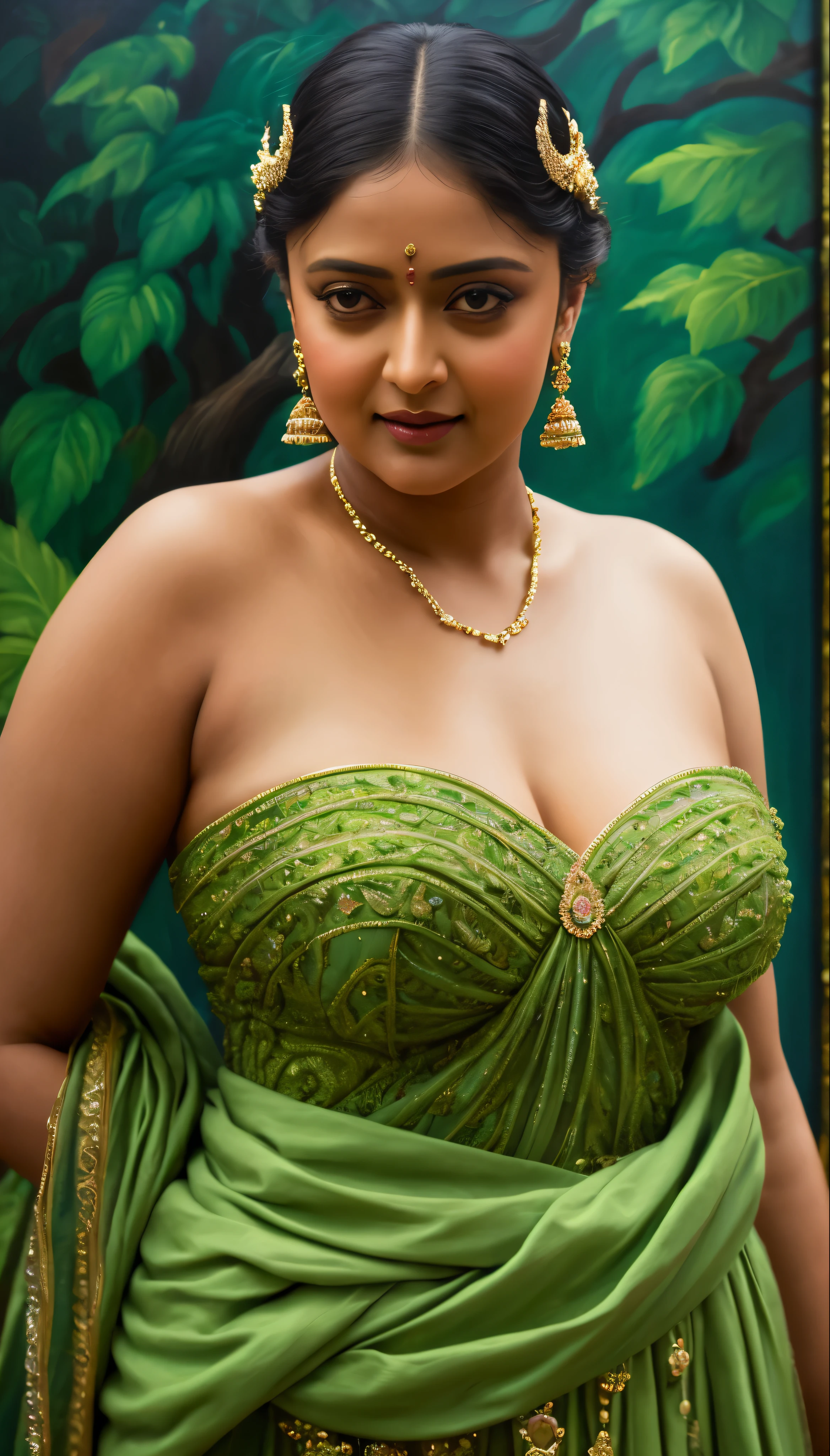 sexy indian maid, simple minimalist revealing green saree, (((no jewelry))), 8k wallpaper, city milf, ((1 person, 1 girl)), highquality, ((gigantic breasts)), choker around neck, 30yo, (short hair:1.2), floating hair NovaFrogStyle, (((tan skin, extremely sweaty skin))), candid photograph, side profile